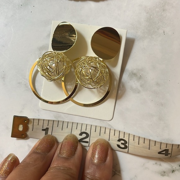 Gold  Pearl Cage Hoops - Picture 13 of 15